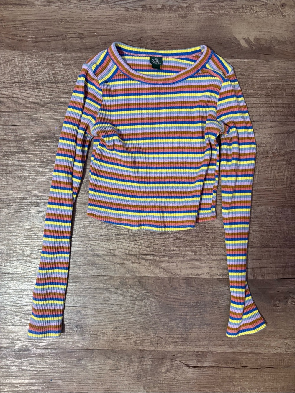Wild Fable multi-colored striped long sleeve crop top